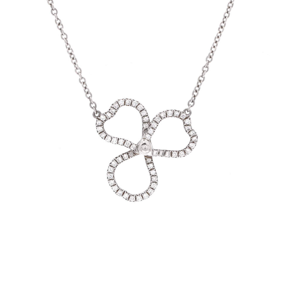 Tiffany & Co. Small Open Paper Flower Pendant Necklace Platinum and Diamonds
